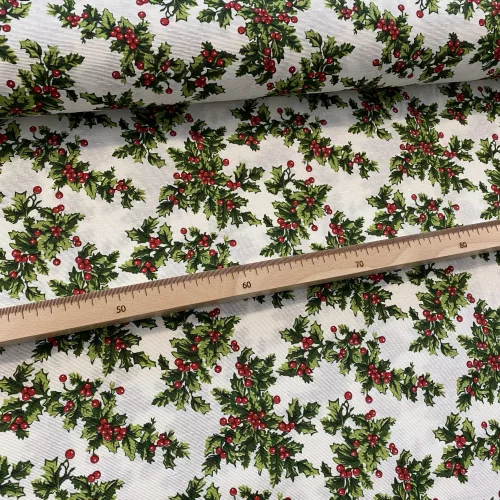 Fehér a. fagyöngyös karácsonyi dekortextil