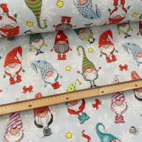 Színes sapkás manók karácsonyi dekortextil