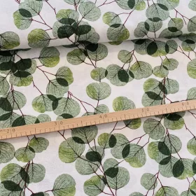 Világos alapon zöld leveles dekortextil