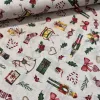 1,33 m EGYBEN KÉRHETŐ Natúr alapon diótörős-hintalovas karácsonyi dekortextil (G)