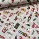 1,33 m EGYBEN KÉRHETŐ Natúr alapon diótörős-hintalovas karácsonyi dekortextil (G)