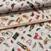 1,33 m EGYBEN KÉRHETŐ Natúr alapon diótörős-hintalovas karácsonyi dekortextil (G)