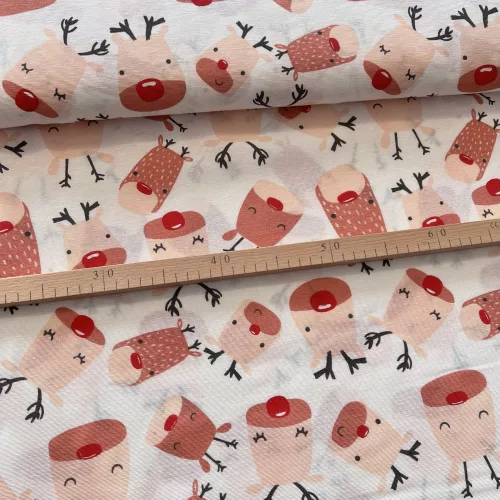 AKCIÓS!!: Fehér a. cuki szarvasok karácsonyi dekortextil