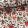 Mécses-mikulásvirág-cukorkás-fenyőágas karácsonyi dekortextil
