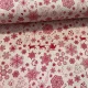 Natúr alapon piros Mikulás szán-hópelyhes karácsonyi dekortextil (TA)