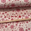 Natúr alapon piros Mikulás szán-hópelyhes karácsonyi dekortextil (TA)