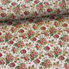   2,19 m EGYBEN KÉRHETŐ Világos alapon mályvás-sárga rózsás dekortextil