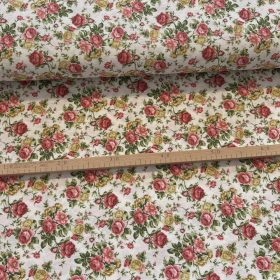   2,19 m EGYBEN KÉRHETŐ Világos alapon mályvás-sárga rózsás dekortextil