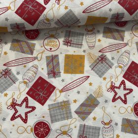   1,75 m EGYBEN KÉRHETŐ Fehér alapon Happy Holidays ajándékos karácsonyi dekortextil