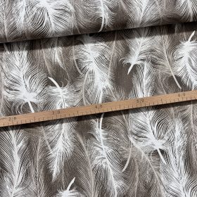 Barnás alapon fehér tollas dekortextil