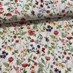 Fehér alapon tavaszi virágos dekortextil