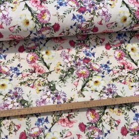 Natúr alapon színes vadvirágos dekortextil