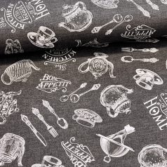 Antracit alapon konyhai mintás dekortextil