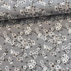 Szürke alapon fehér cseresznye virágzás dekortextil