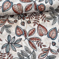 Ekrü a. kékes-terrás leveles dekortextil