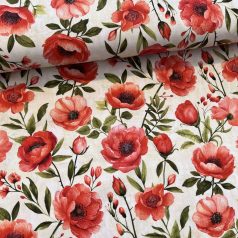 Világos alapon pipacsos dekortextil (digitálisan nyomott)
