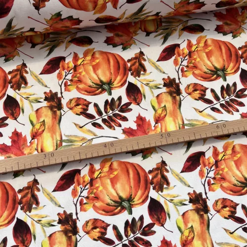Őszi faleveles-sütőtökös dekortextil (digitálisan nyomott)