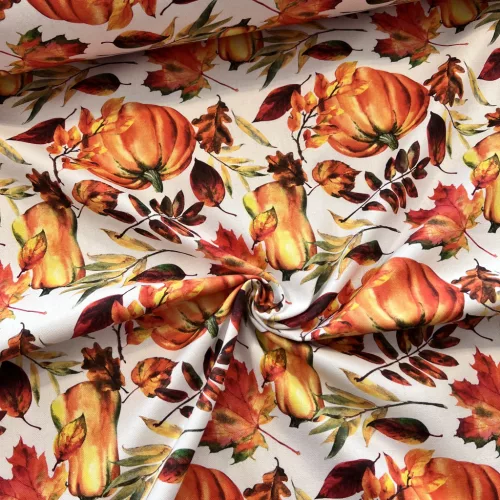 Őszi faleveles-sütőtökös dekortextil (digitálisan nyomott)