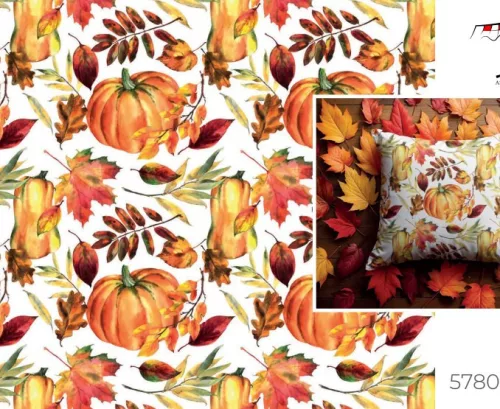 Őszi faleveles-sütőtökös dekortextil (digitálisan nyomott)