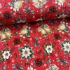 Piros a. fehér mikulásvirágos-csengős karácsonyi dekortextil (TH)