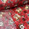 Piros a. fehér mikulásvirágos-csengős karácsonyi dekortextil (TH)