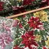 Piros-sárga mikulásvirágos karácsonyi dekortextil (TH)
