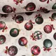 Natúr a. csillagos háttérrel zöld-piros gömbdíszes karácsonyi dekortextil (TH)