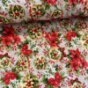 Mikulásvirág-gömbdísz natúr alapon karácsonyi dekortextil (TH)