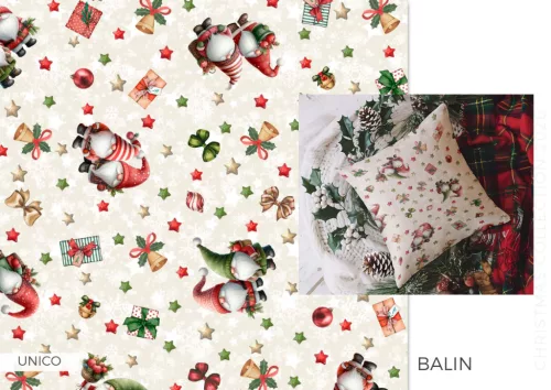 Szakállas manók csillagos háttérrel karácsonyi dekortextil (TH)