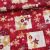 Piros a. arany-piros díszek négyzetekben karácsonyi dekortextil (A)