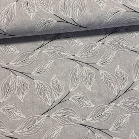 Szürké melíros alapon szürke leveles dekortextil (TH)