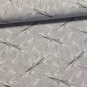   1,3 m EGYBEN KÉRHETŐ Szürké melíros alapon szürke leveles dekortextil (TH)