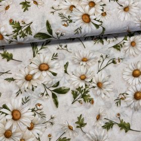 Natúros alapon margarétás dekortextil (A)