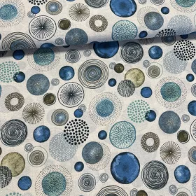 Világos alapon kék körök dekortextil (A)