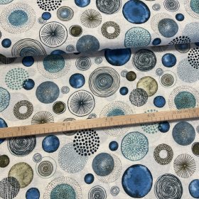 Világos alapon kék körök dekortextil (A)