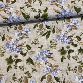   0,48 m EGYBEN KÉRHETŐ Natúr alapon kék virágok zöld levelekkel dekortextil (A)