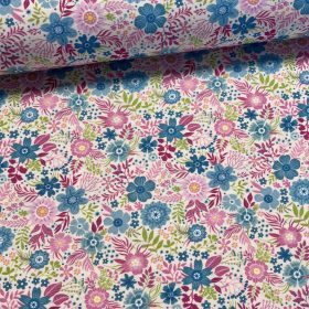   Kedves virágos: Fehér a. kék-rózsaszín dekortextil (digitálisan nyomott)