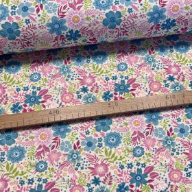   Kedves virágos: Fehér a. kék-rózsaszín dekortextil (digitálisan nyomott)