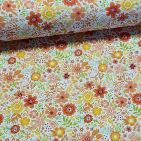   Kedves virágos: Fehér a. narancs-sárga dekortextil (digitálisan nyomott)