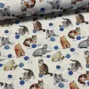 Natúr alapon cicás-gombolyagos dekortextil (digitálisan nyomott)