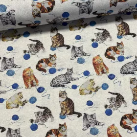   0,62 m EGYBEN KÉRHETŐ Natúr alapon cicás-gombolyagos dekortextil (digitálisan nyomott)