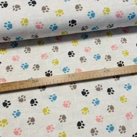   0,1 m EGYBEN KÉRHETŐ Natúr alapon színes tappancsos dekortextil (digitálisan nyomott)