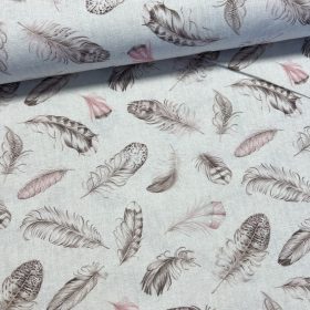 Rózsaszín-barna tollas dekortextil (digitálisan nyomott)