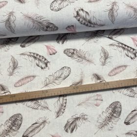 Rózsaszín-barna tollas dekortextil (digitálisan nyomott)