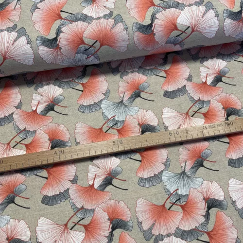Barack színű ginkgo biloba dekortextil (digitálisan nyomott)