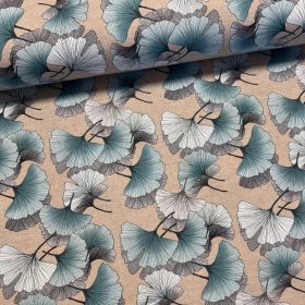  Türkizes színű ginkgo biloba dekortextil (digitálisan nyomott)