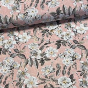   Rózsaszín alapon fehér cseresznyevirágok dekortextil (digitálisan nyomott)