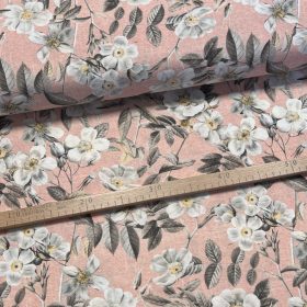   Rózsaszín alapon fehér cseresznyevirágok dekortextil (digitálisan nyomott)