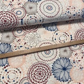   Halvány barack és kék mandala, virág mintás dekortextil (digitálisan nyomott)