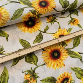 Natúr alapon napraforgós dekortextil